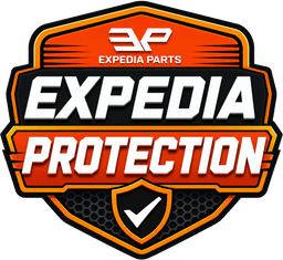 Expedia Parts Protection — shield badge with EP lockup and checkmark